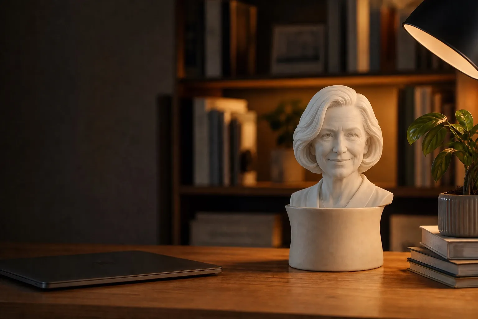 KREAVO 3D-Büste einer Frau auf dem Schreibtisch im Homeoffice
