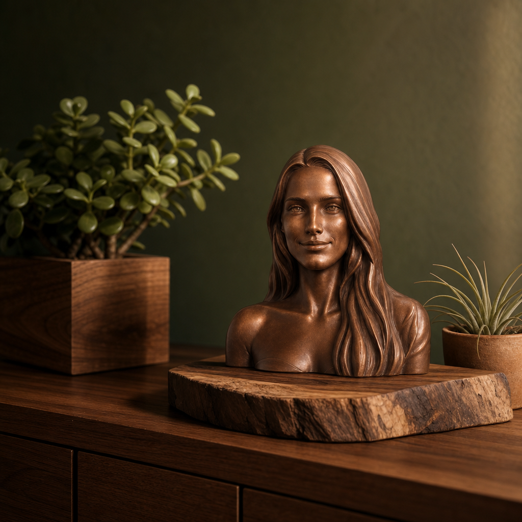 Personalisierte 3D-Büste aus Foto in Bronze