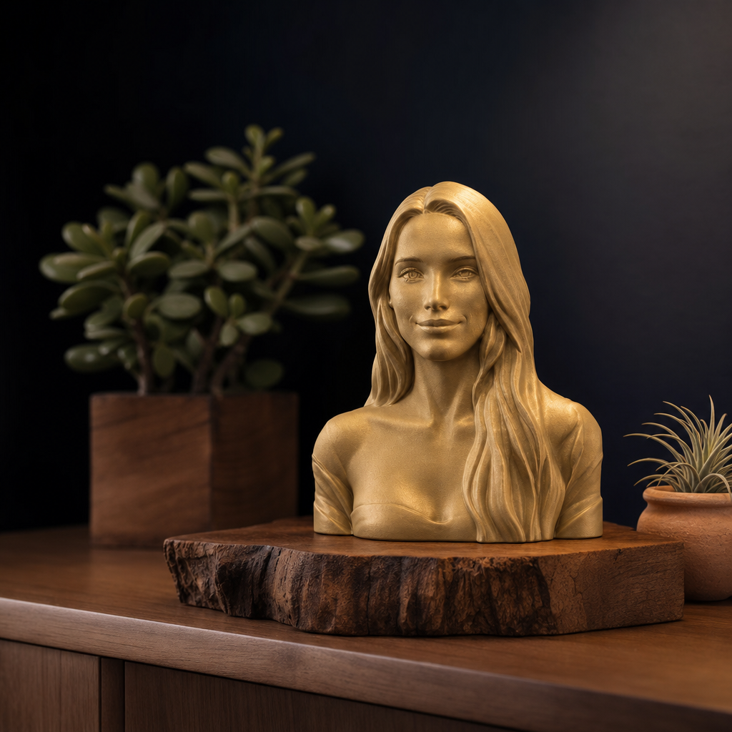 Personalisierte 3D-Büste aus Foto in Gold