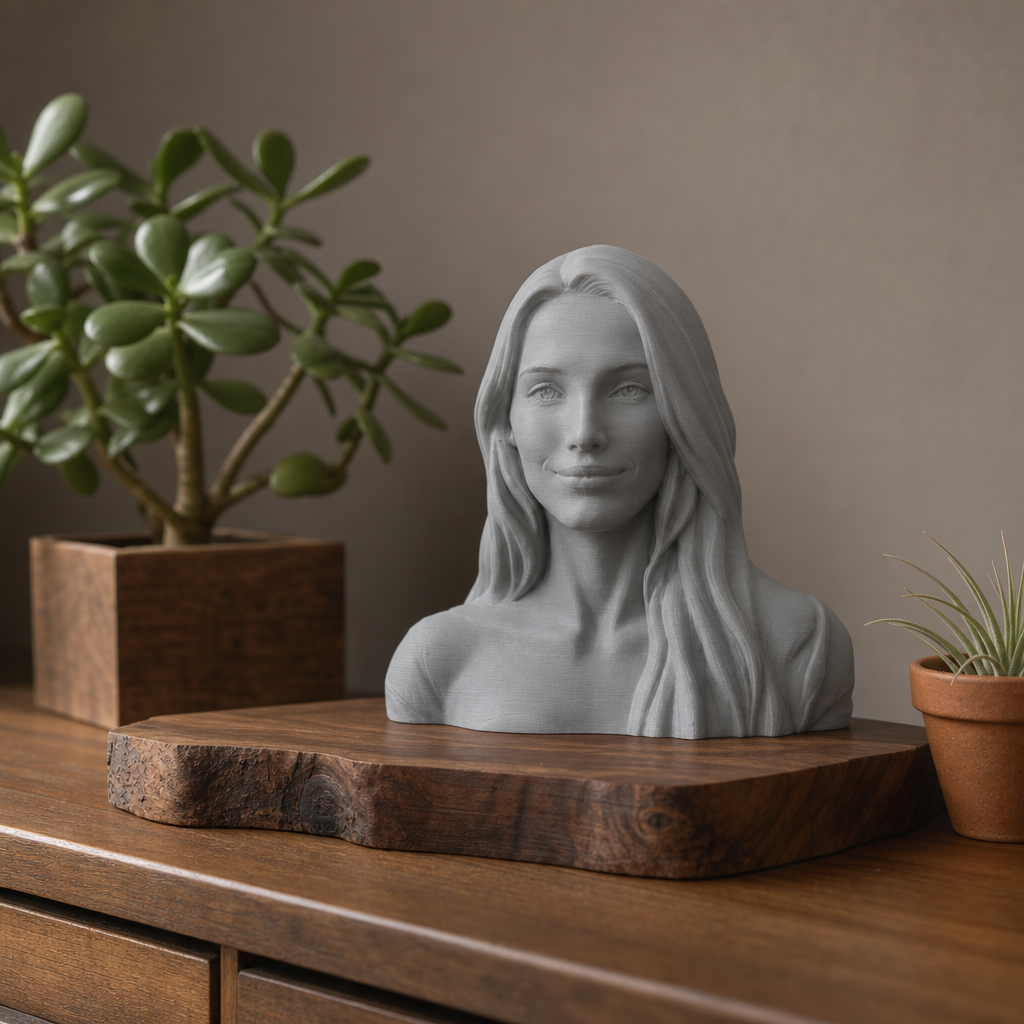 Personalisierte 3D-Büste aus Foto in Grau