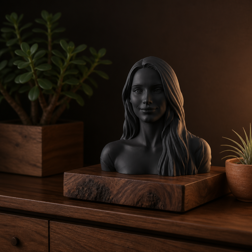 Personalisierte 3D-Büste aus Foto in Schwarz
