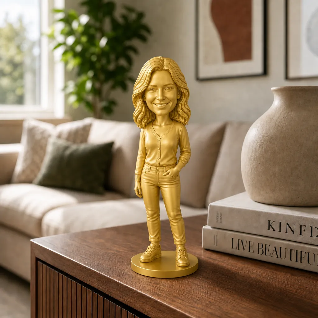 3D-Figur einer Frau aus Foto in der einfarbigen Variante Gold