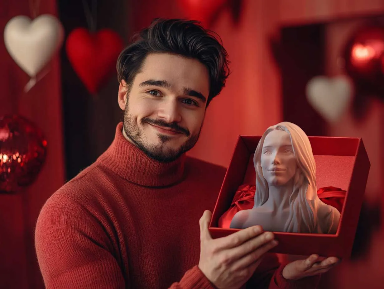 Romantisches 3D-Portrait als individuelles Geschenk zum Valentinstag